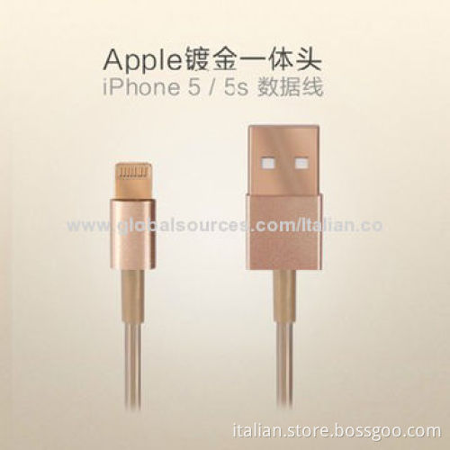 Golden USB Cable for iPhone 5/5C/5S, Support Latest IOSNew